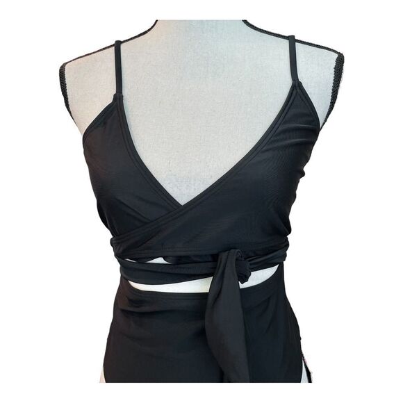 South Beach Womens Black Wrap & Tie Cut-out Monokini Bathing Swim Suit Sz 10 - Picture 4 of 8